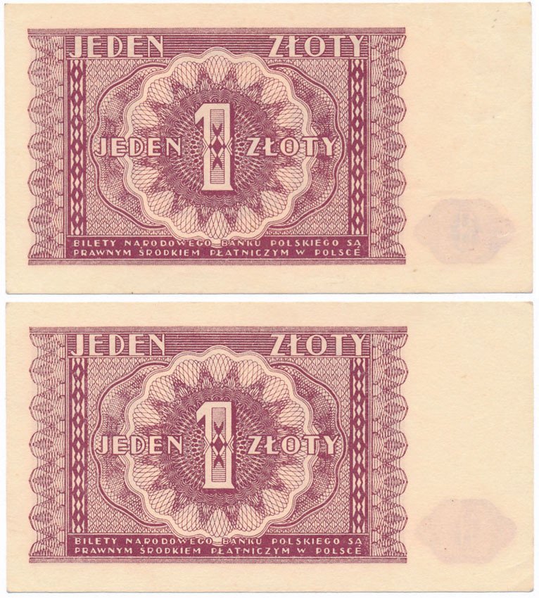 Banknoty. 1 złoty 1946 zestaw 2 sztuk